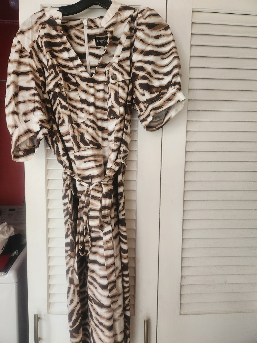 Women’s Midi Dress — Brown & Cream Print